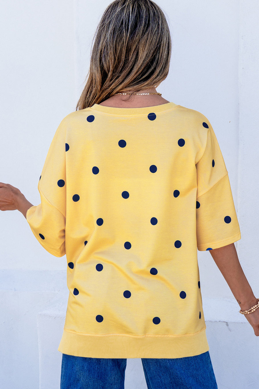 Polka Dot Crossed Seam Oversized Tunic Tee Women UK