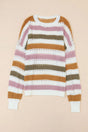 Chic multicolor striped hollow knit sweater | fashionfitz