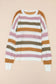Knitted Loose Sweater - Striped Hollowed