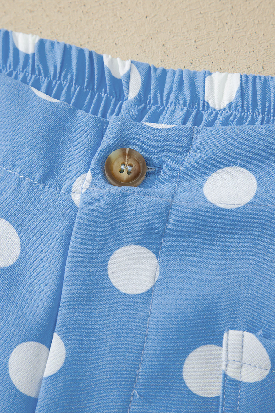 Polka Dot Patched Pocket Elastic Waist Straight Leg Pants