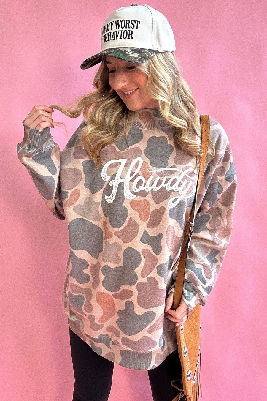 Camo Print Baggy Mock Neck Pullover Sweatshirt Women UK