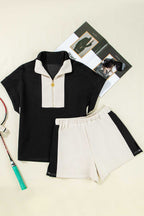 Contrast Zipped T-Shirt and Short Set