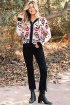 Floral Button-Up Knit Cardigan