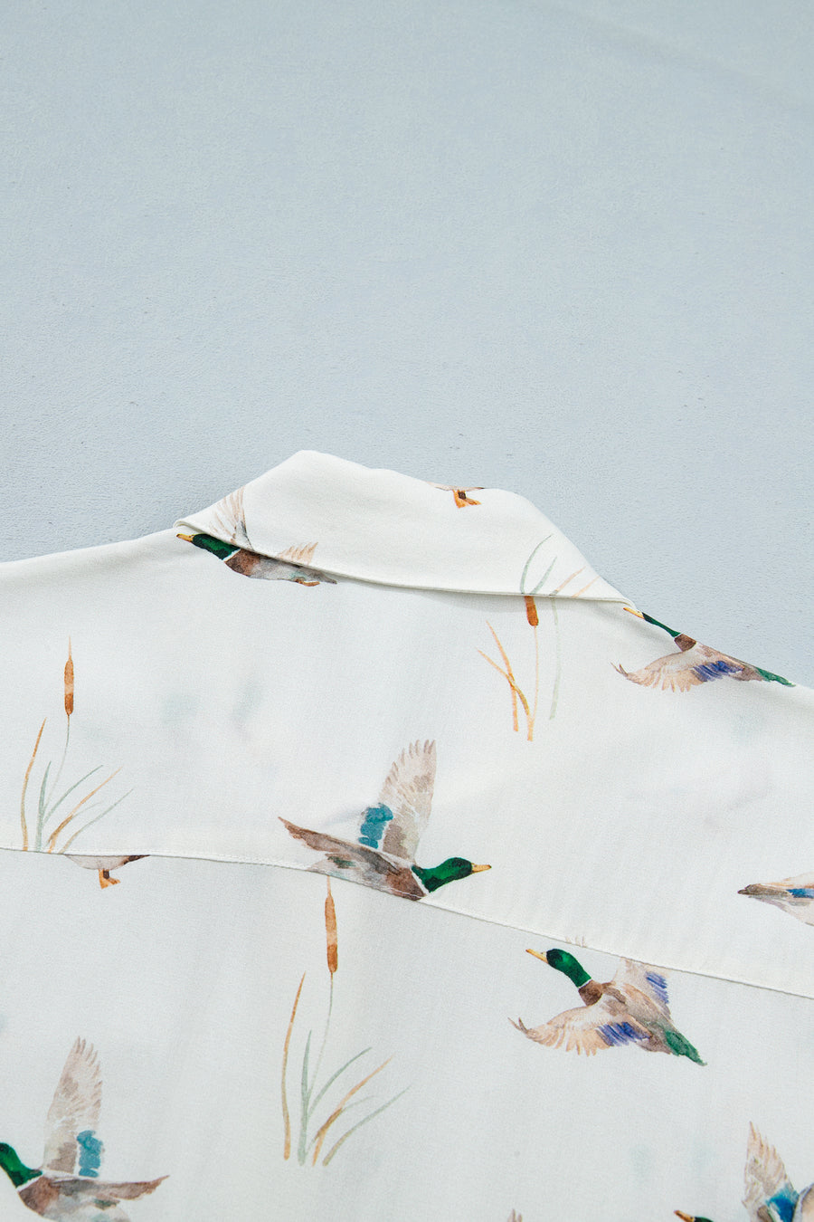 White Mallard Print Button Pocket Short Sleeve Shirt