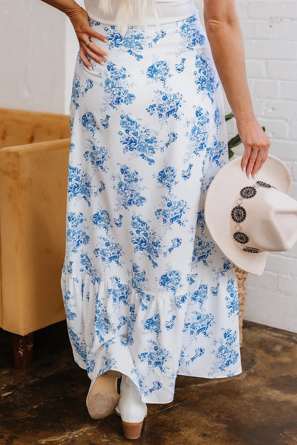 Boho Floral Split Maxi Skirt - Fashionfitz