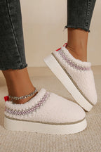 Embroidered Sherpa Plush Winter Slippers