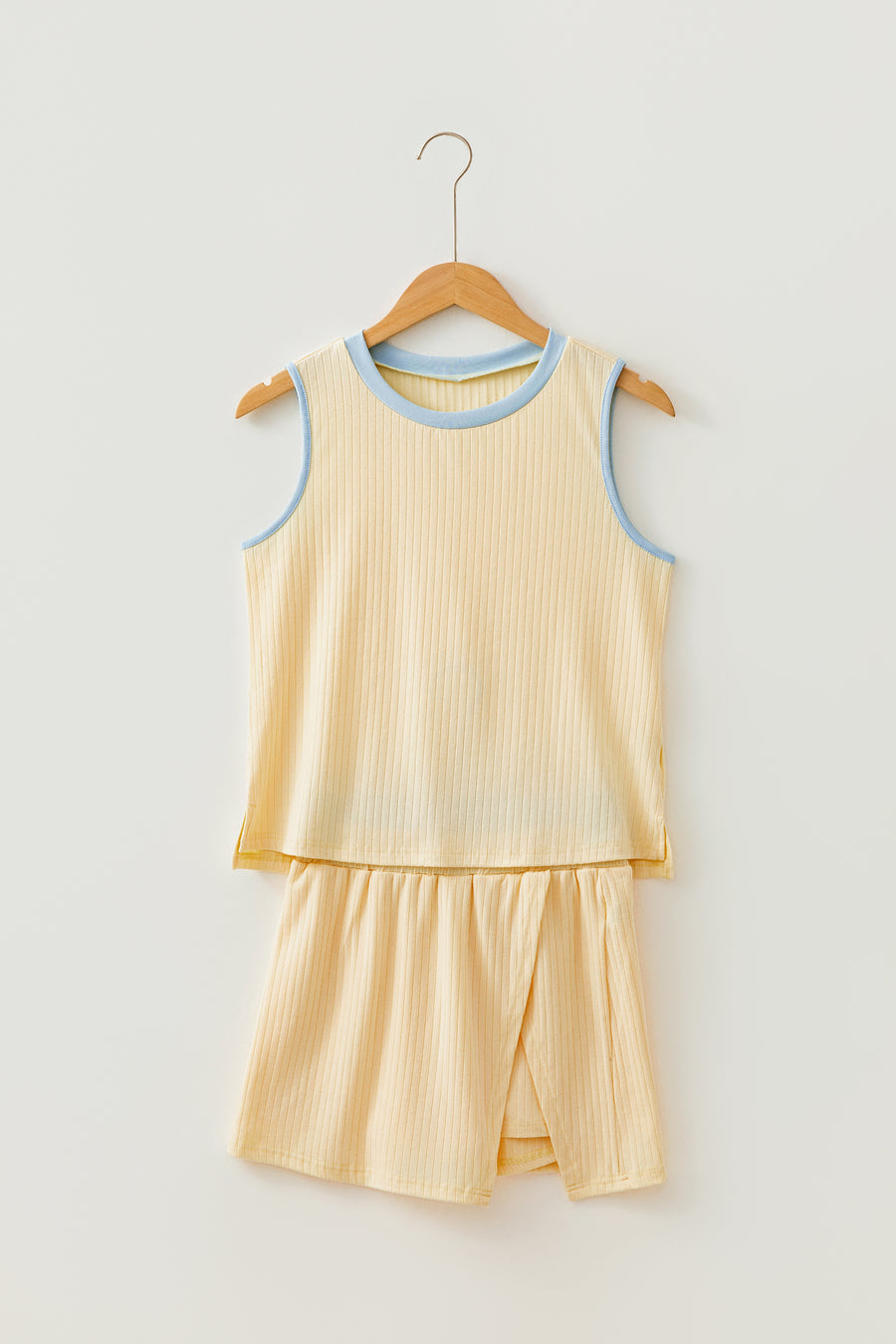 Ribbed Tank Top Skort Two-Piece Set Women UK | Yellow