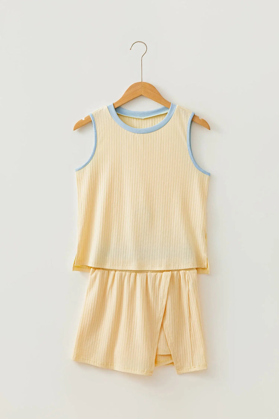 Ribbed Tank Top Skort Two-Piece Set Women UK | Yellow