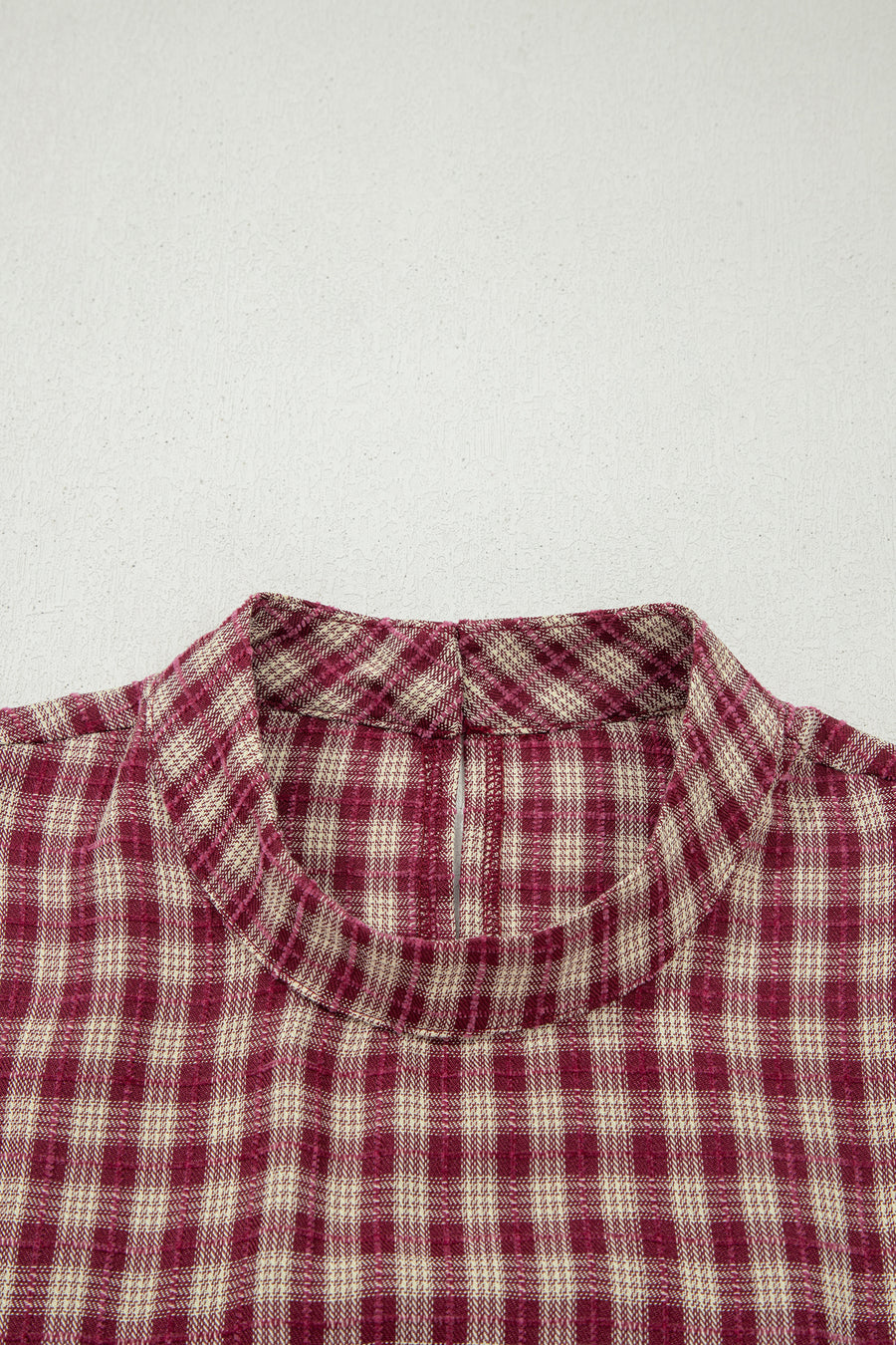 Coral plaid loose blouse alternative angle — Fashionfitz UK