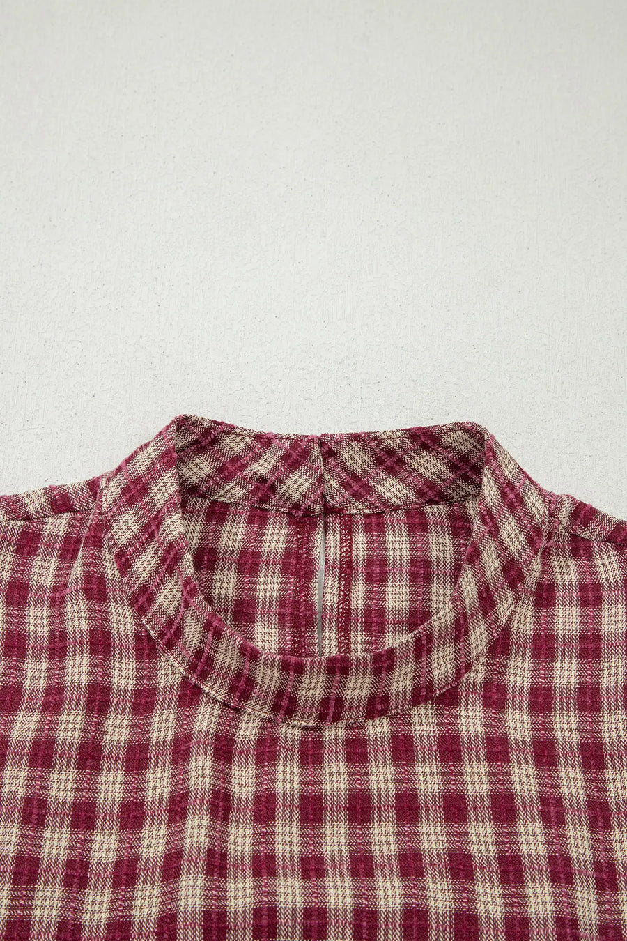 Coral plaid loose blouse alternative angle — Fashionfitz UK