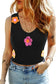 Black 3d flower decor knit tank top - tops