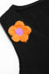 Black 3d flower decor knit tank top - tops