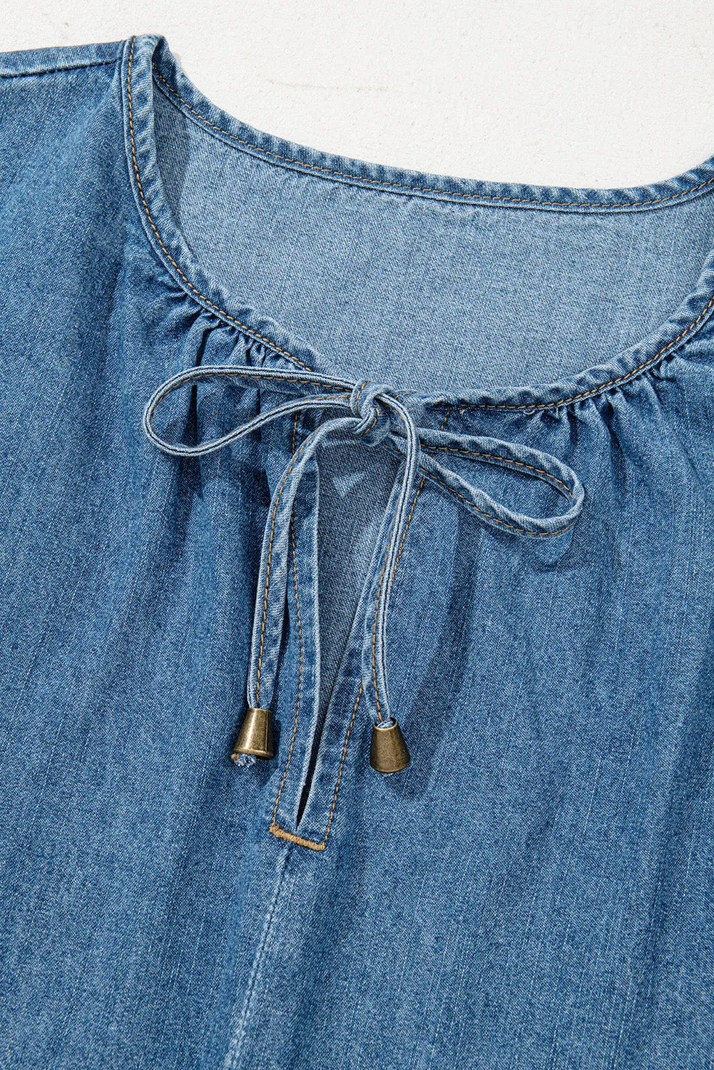 Dusk Denim Ruffled Peplum Top - Fashionfitz