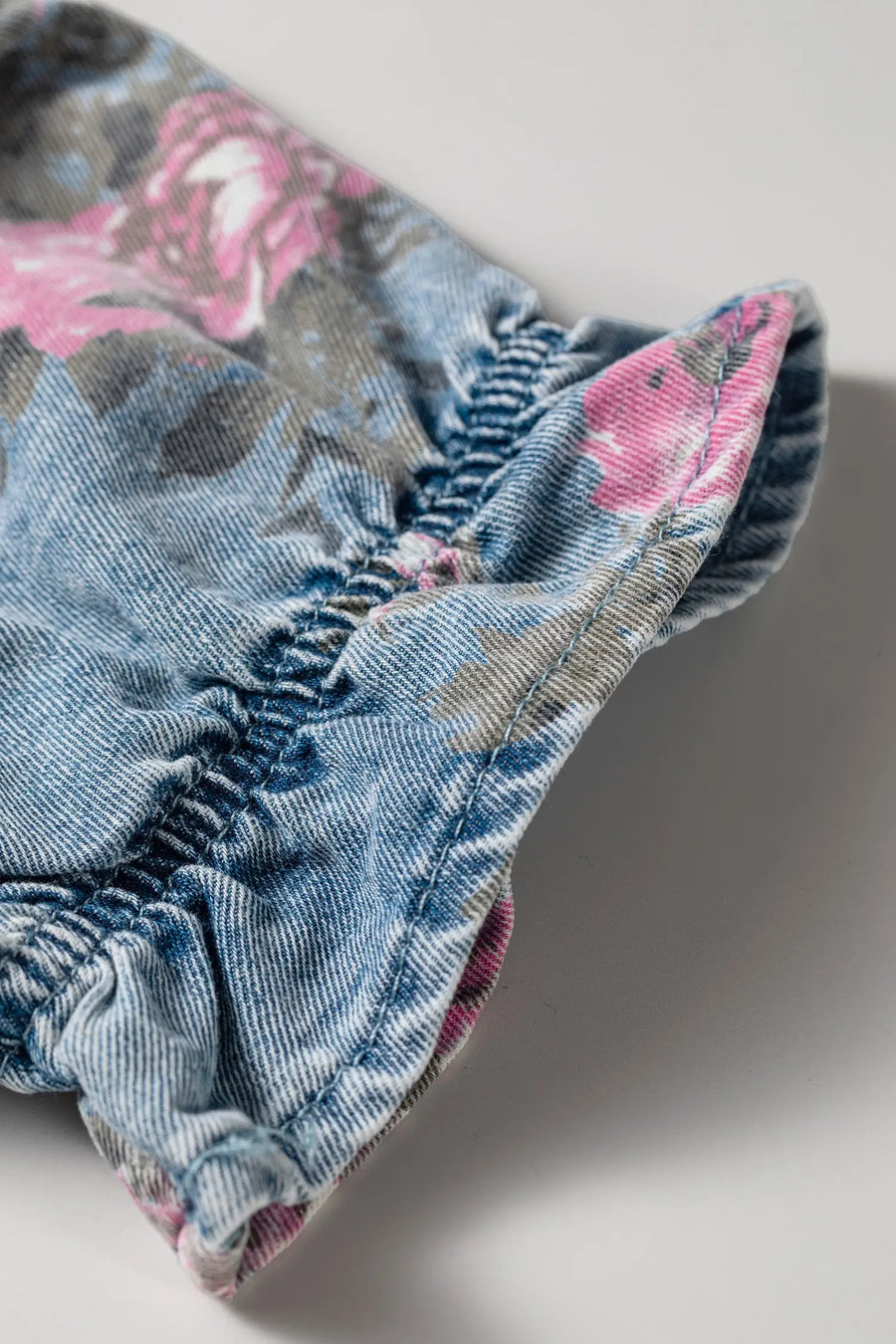 Floral Print Denim Short Sleeve Button-Down Dress Women UK