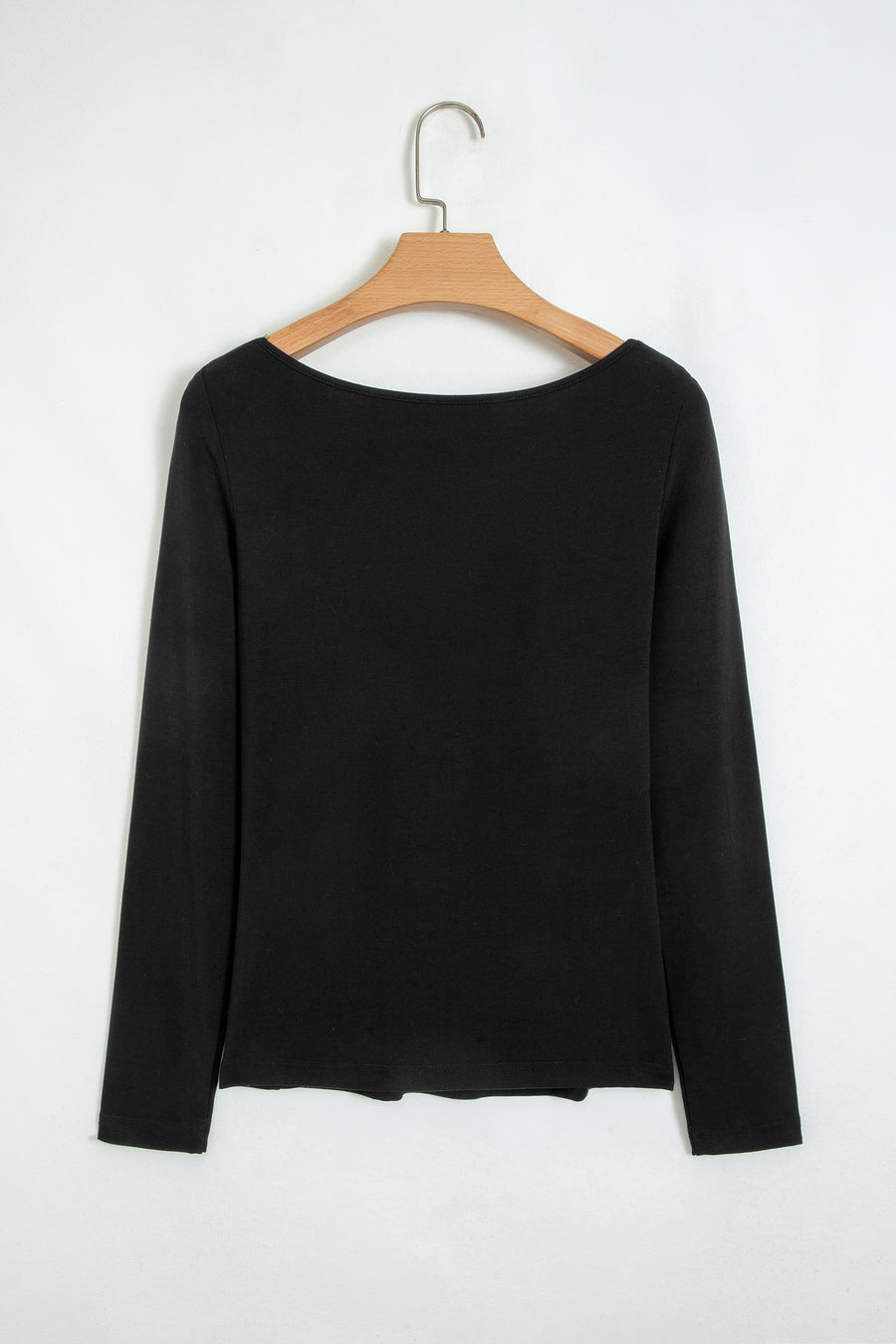 Lace Trim Elegant Neckline Long Sleeve Slim Top Women UK