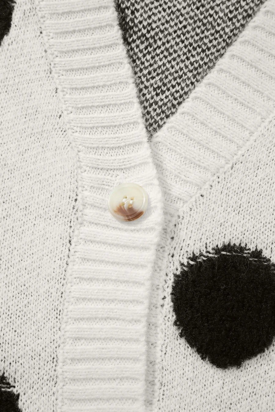 Polka Dot Button Front Oversized V-Neck Cardigan