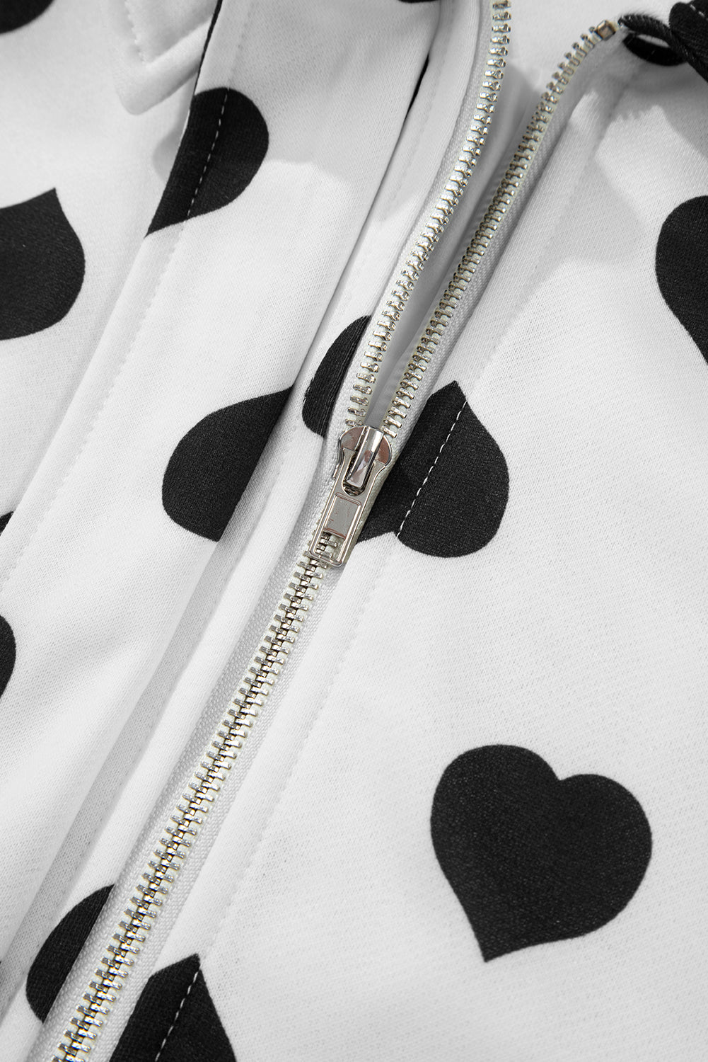 White Heart Print Windbreaker Jacket
