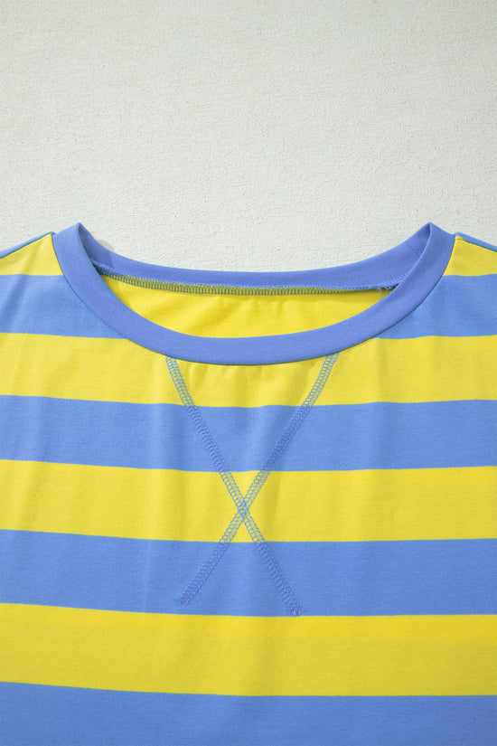 Yellow Stripe Dolman Tee & Drawstring Skort Athletic Set Women UK