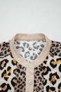 Leopard Panel 3/4 Sleeve Relaxed Shirt Women UK in khaki — front view showing leopard contrast panels and relaxed silhouette — Fashionfitz