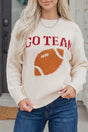 Beige Go Team football drop shoulder knit sweater women UK | Fashionfitz
