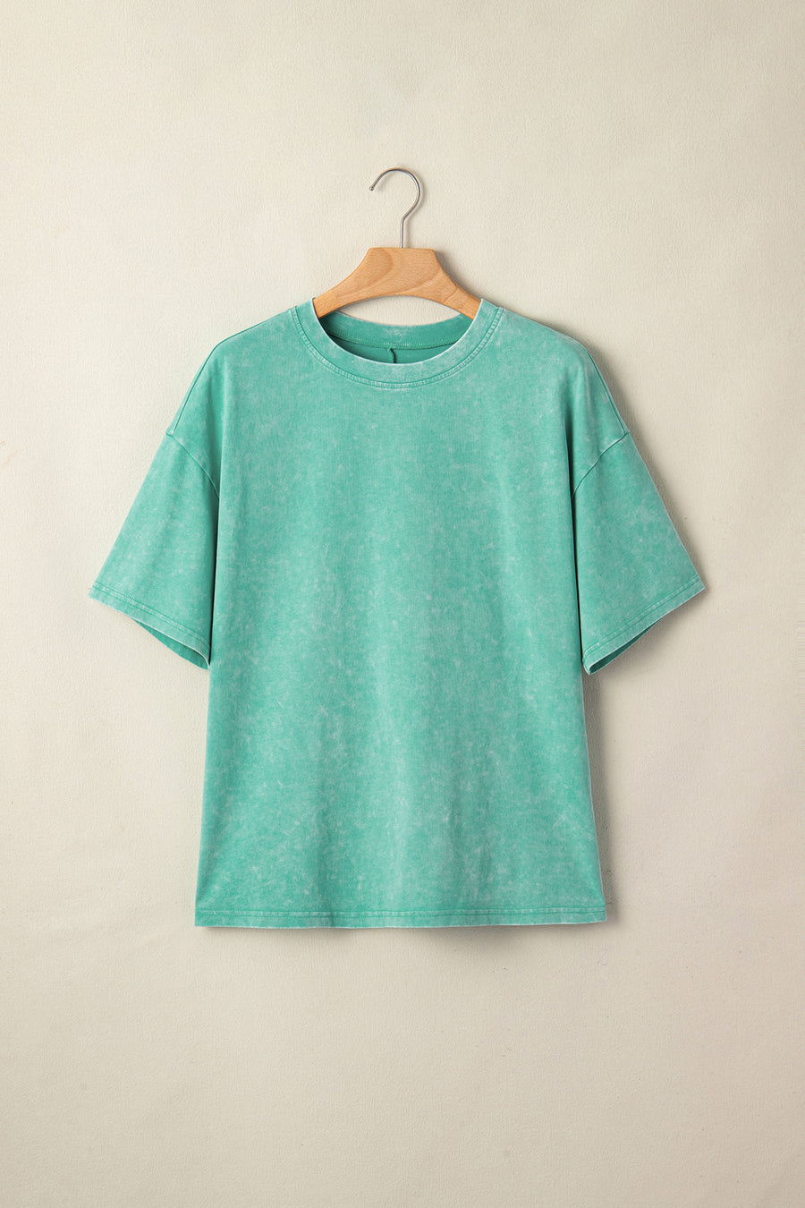 Mineral Washed Oversized Cotton Tee Drop Shoulder Round Neck Tunic Length