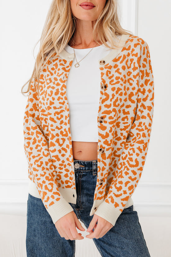 Oversized Chunky Knit Leopard Cardigan