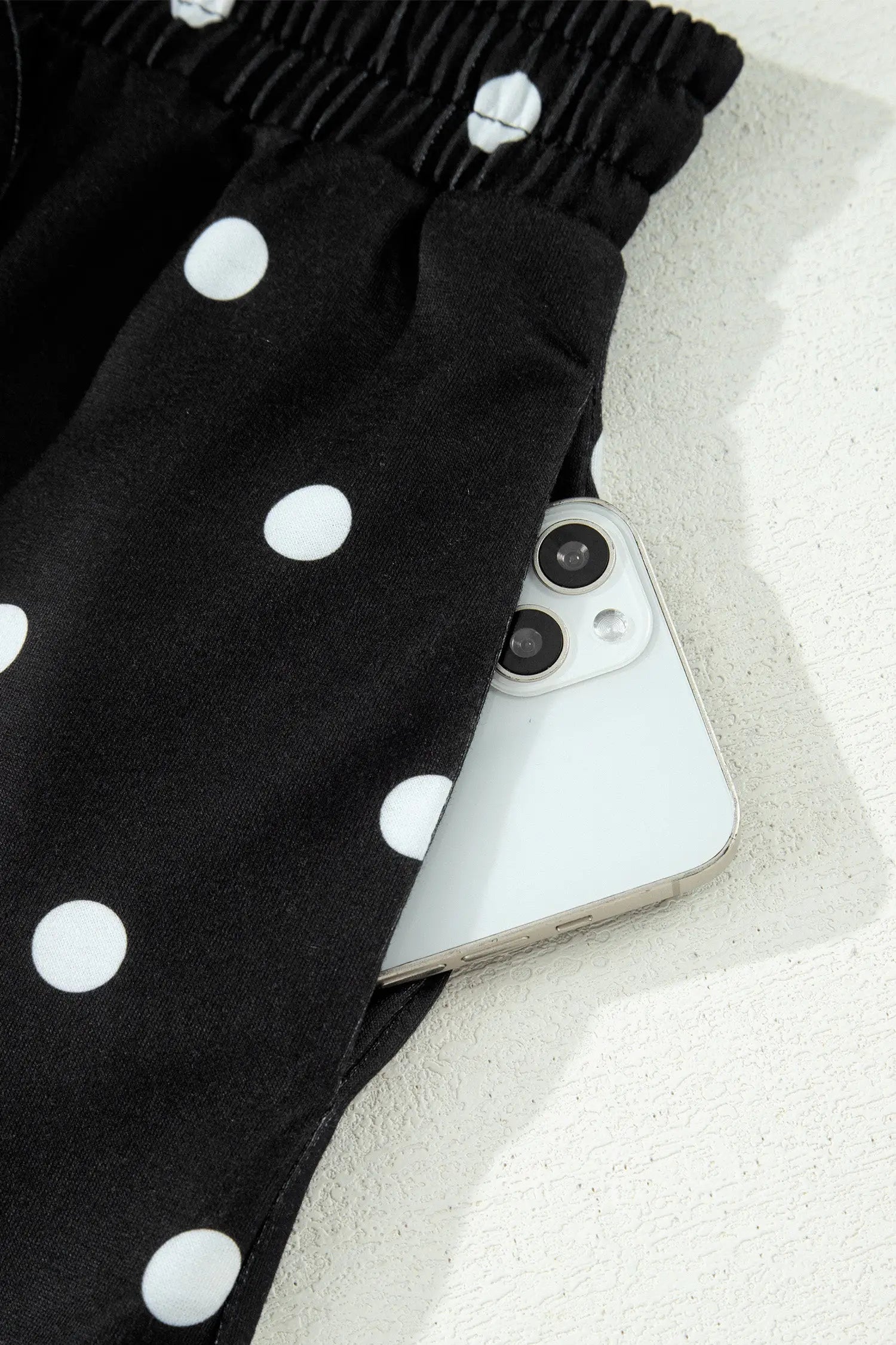 Polka Dot Exposed Seam Loose Tee Drawstring Shorts Two-Piece Set