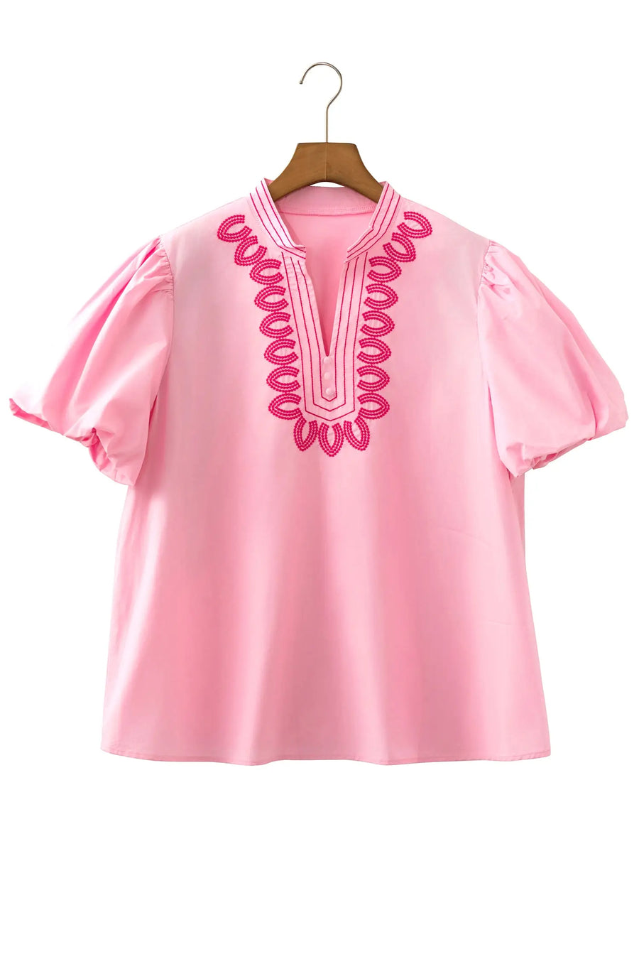 Boho Embroidered Puff Sleeve Cotton Blouse Women UK
