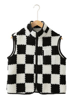 CozyCheck Sherpa Vest – Classic Black & White