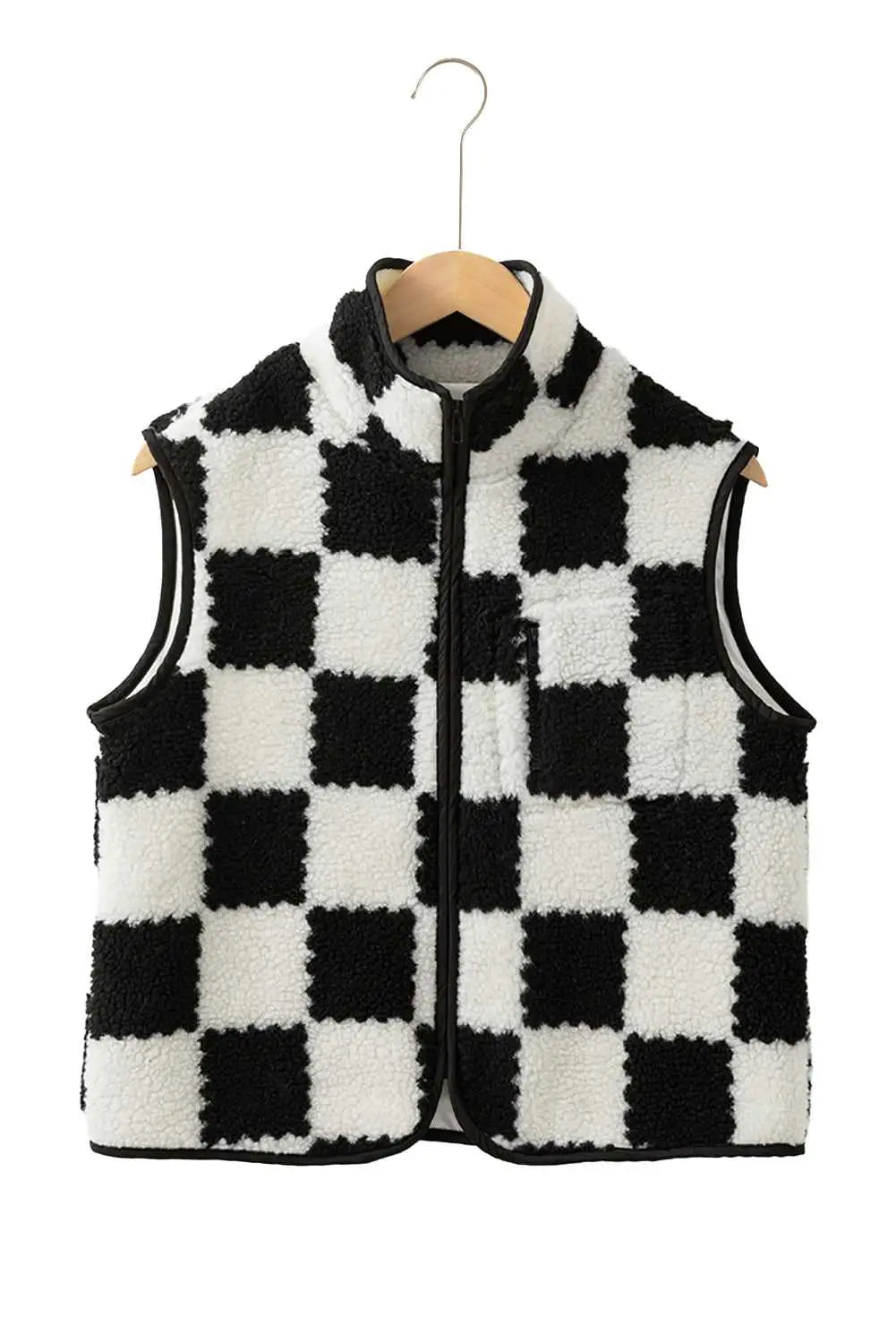 Cozycheck sherpa vest - black & white | warm layering