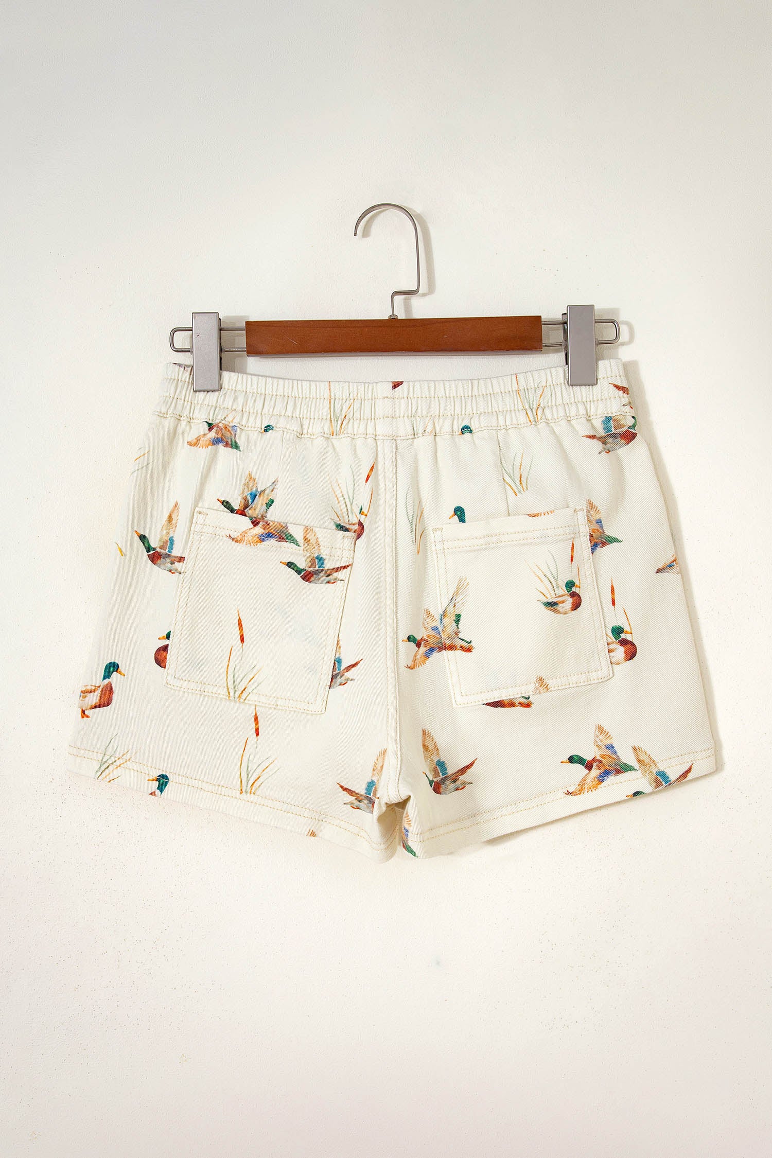 Duck Print Drawstring Denim Shorts Women UK