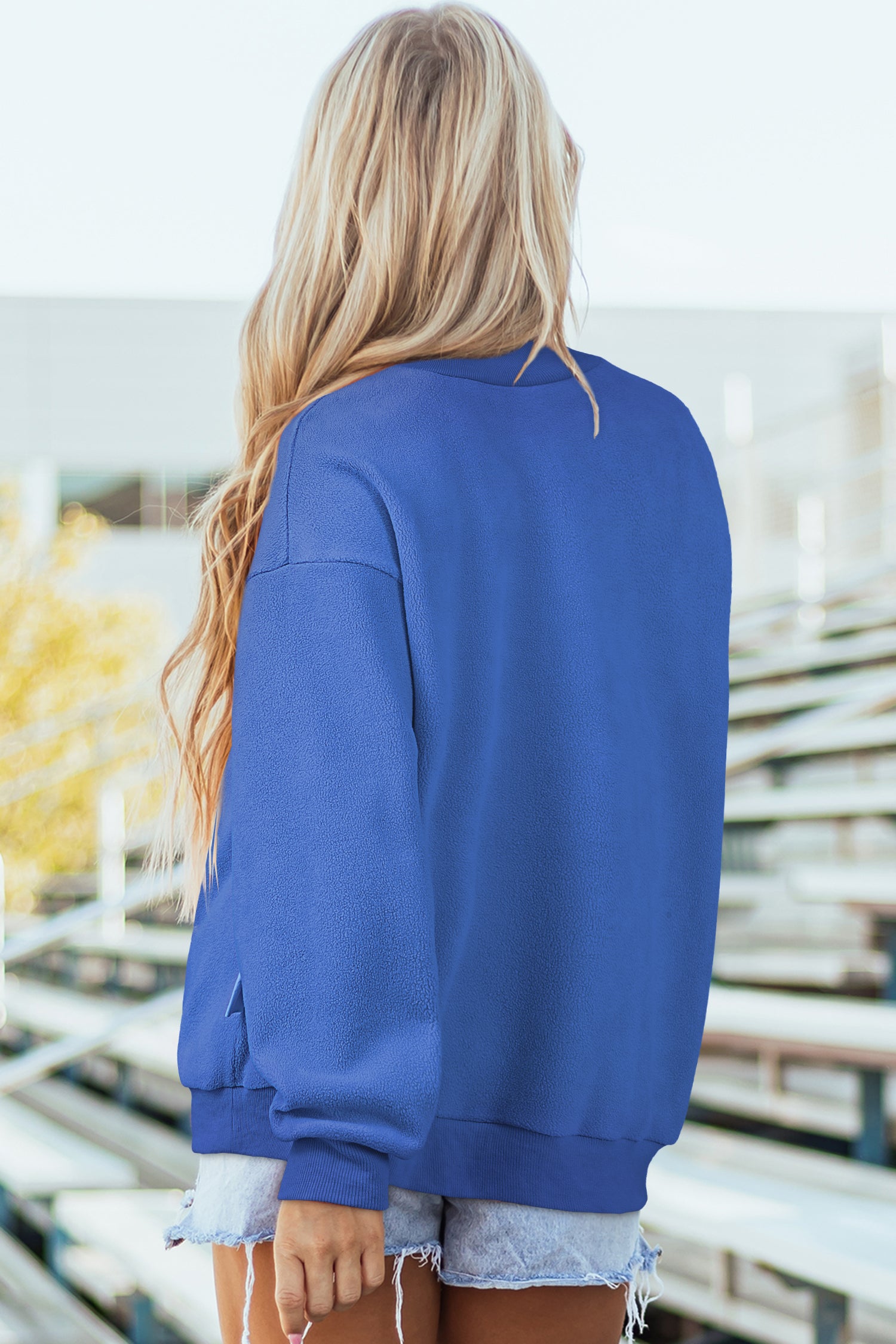 Drop Shoulder Reversible Mock Neck Sweatshirt Women UK