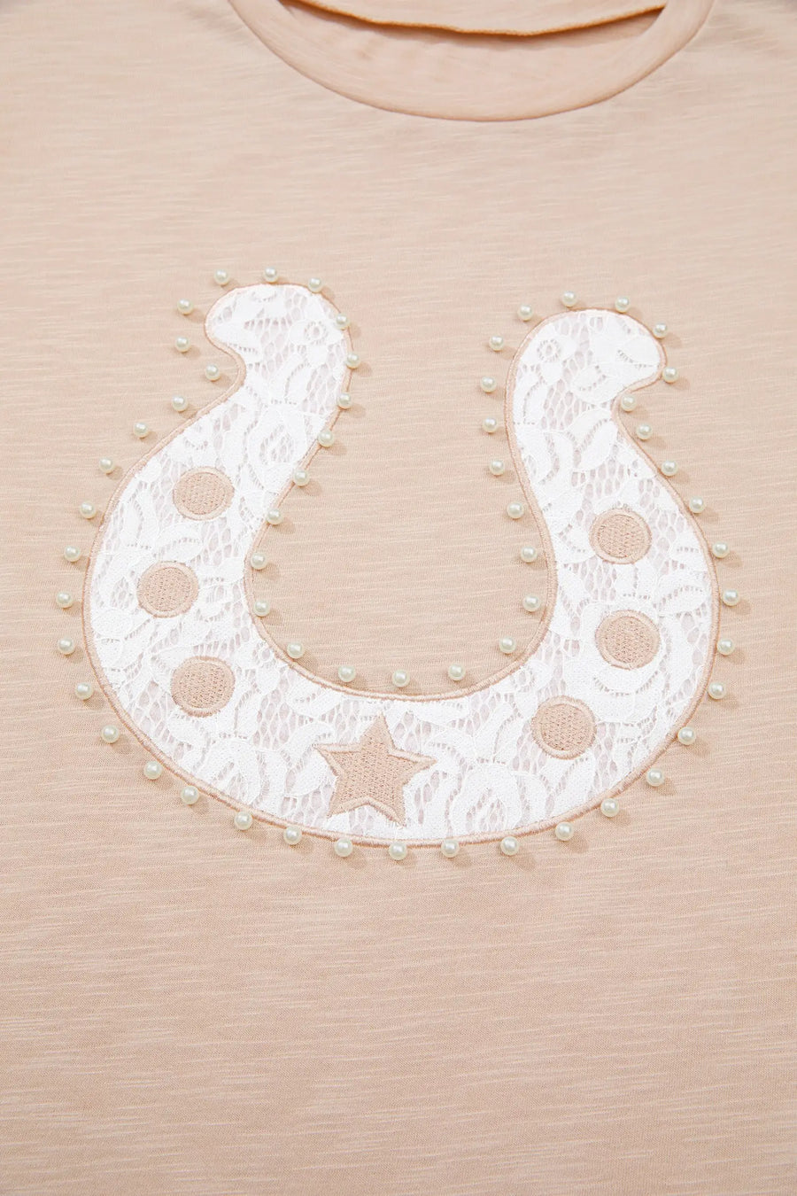 Women's western pearl bead tee detail view graphic print
