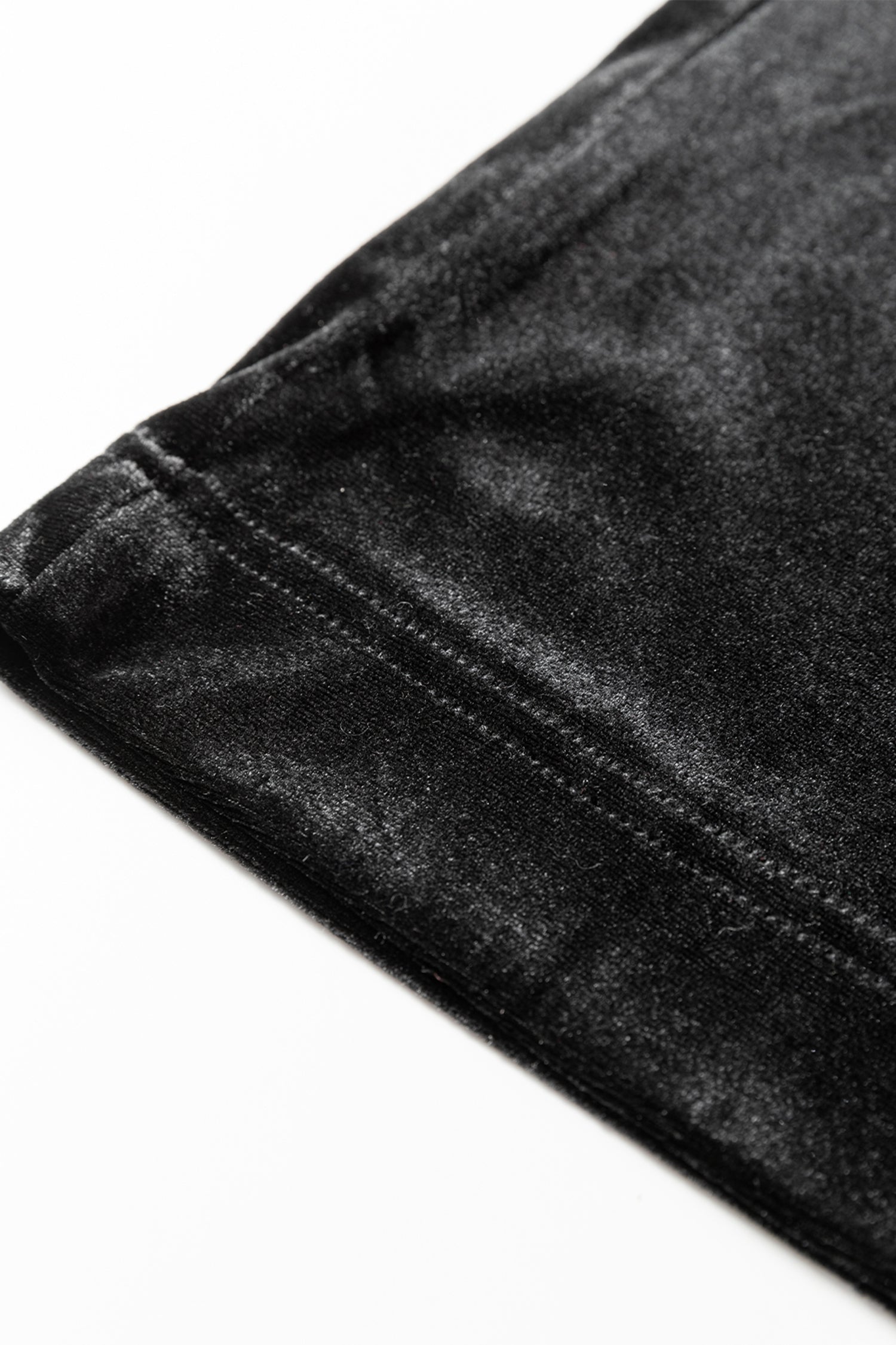 Black Velvet Straight‑Leg Drawstring Trousers