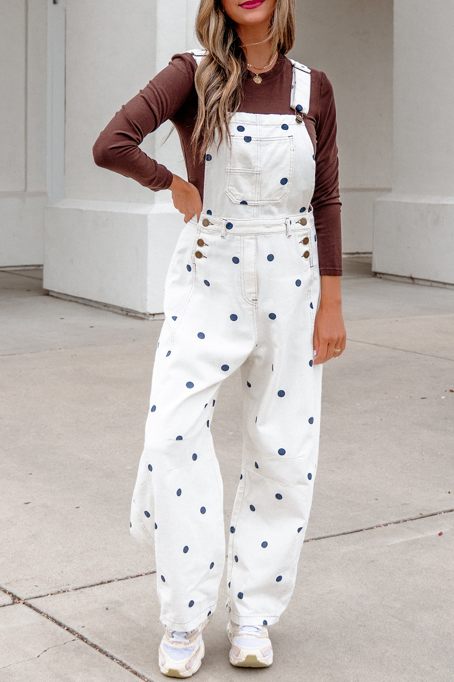 Polka Dot Denim Barrel Overalls Jumpsuit Women UK
