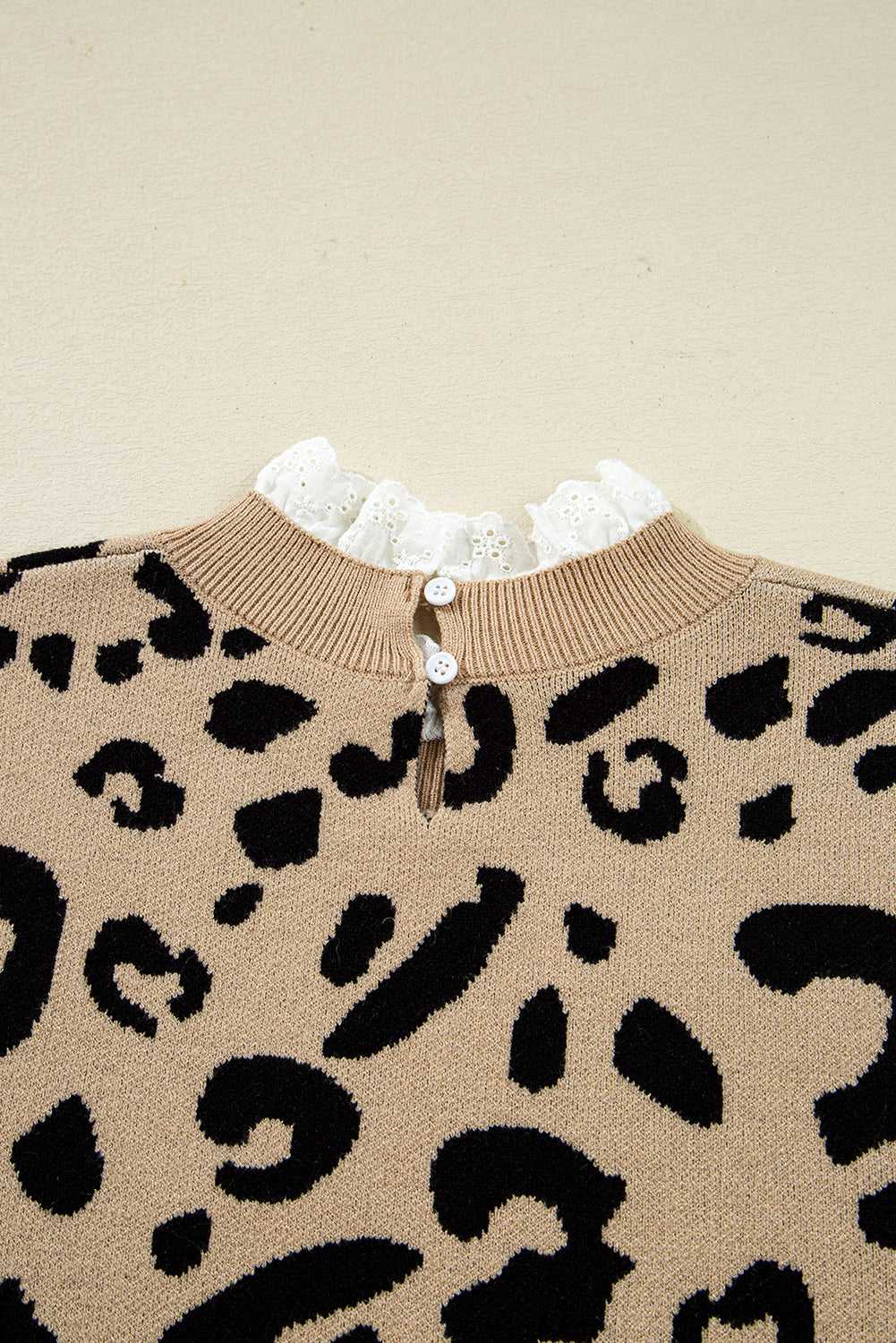 Leopard Lace Cuff Knit Sweater