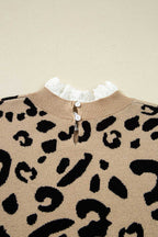 Leopard Lace Cuff Knit Sweater
