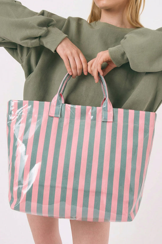 Rainbow Glossy Striped Vinyl Large Tote Bag Women UK