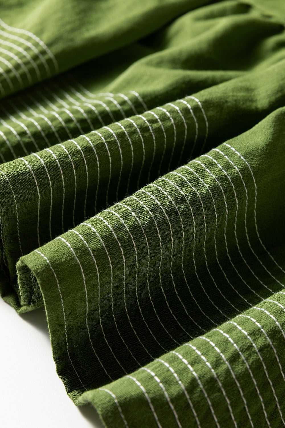 Stitch Detail Tiered V Neck Dress