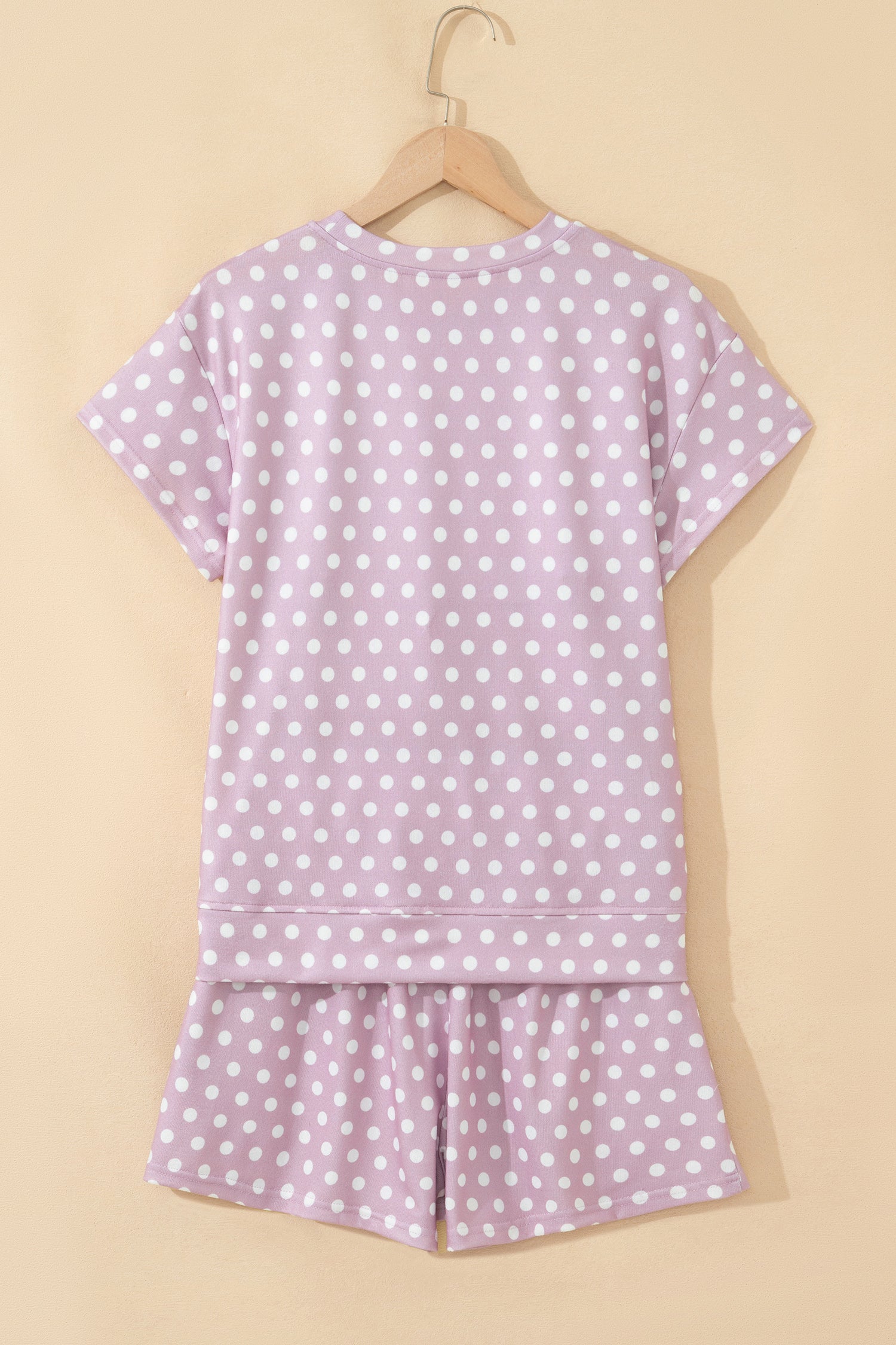 Polka Dot Print Round Neck Short Sleeve Top & Shorts Co-Ord Set