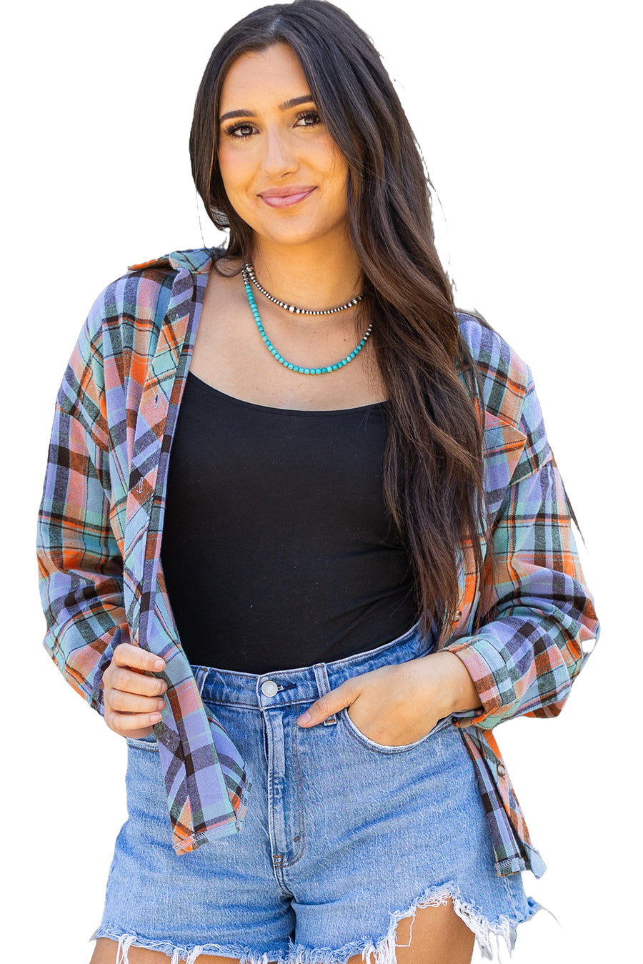 Plaid Print Loose Fit Cotton Shirt Women UK | Western
