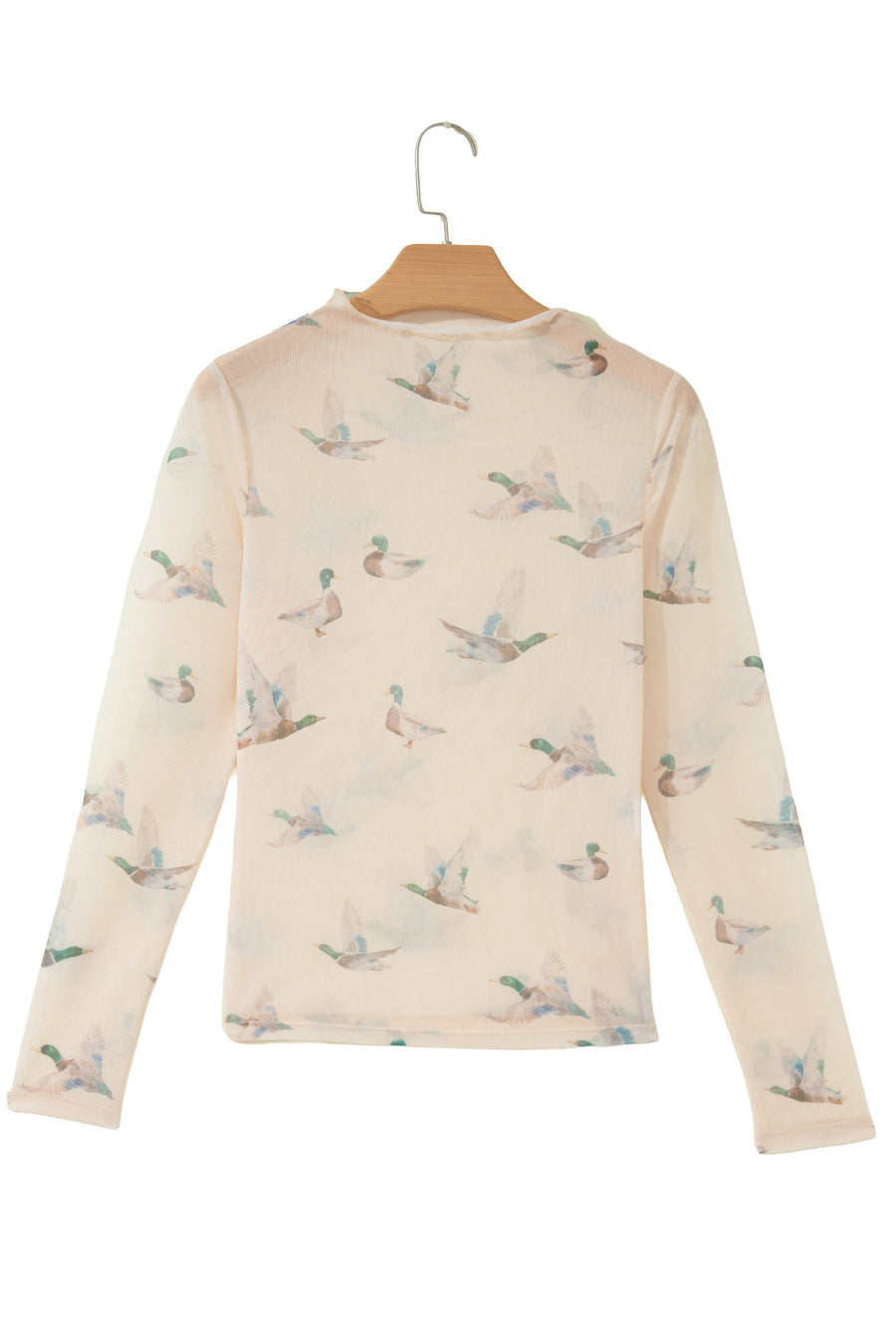 Western Print Mesh Sheer Long Sleeve Top Women UK