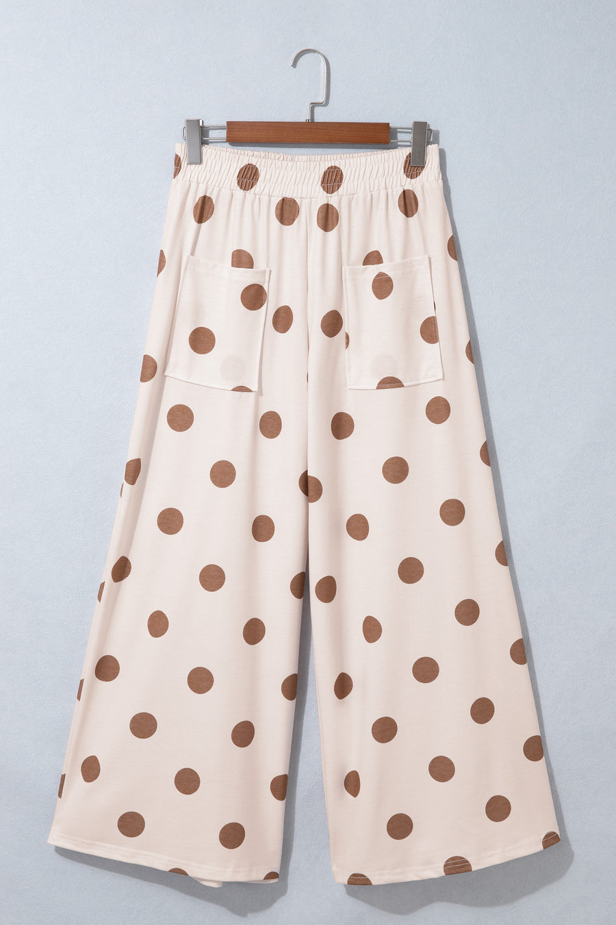 Brown Polka Dot Wide Leg Elastic Waist Casual Pants Women UK