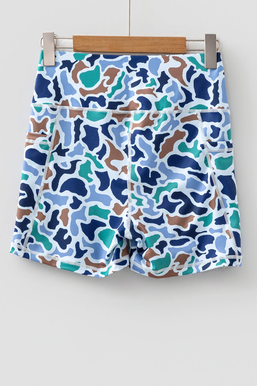 Abstract Camo Print Seam Detail Biker Shorts Women UK