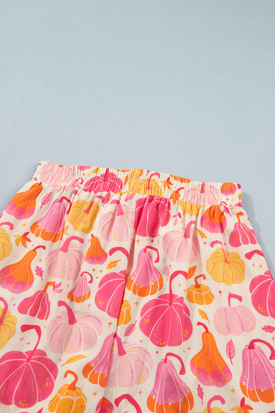 Pumpkin Print Shell Button Short Sleeve Lounge Set Women UK