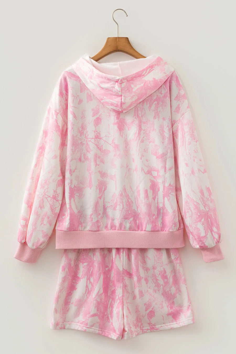 Abstract Print Hoodie & Slim Shorts Set
