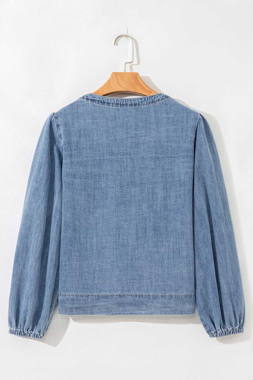 Blue Ties Puff Denim Top