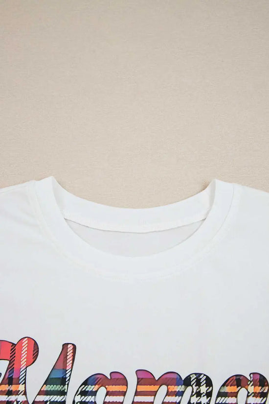 Close-up of the neckline on the 'Mama Claus' t-shirt from the Ladies Nutcracker Christmas Lounge Set by FashionFitz UK, showing soft cotton fabric.