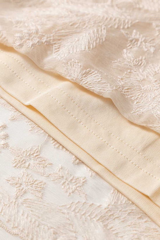 Embroidered Mesh Overlay Flowy Skirt