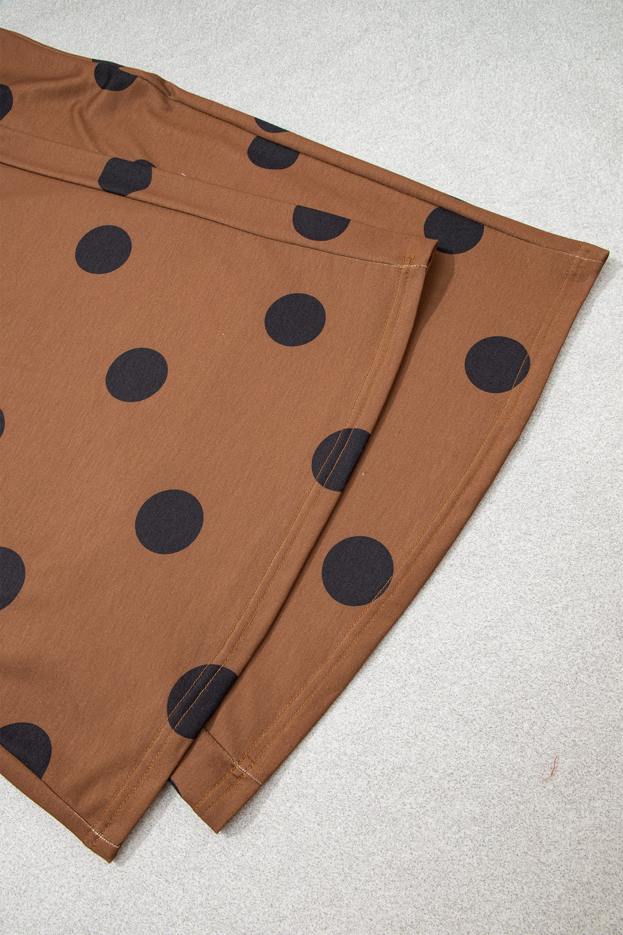 Brown Polka Dot Wide Leg Elastic Waist Casual Pants Women UK